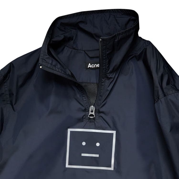 Acne Studios Face Motif Half-Zip Jacket Navy