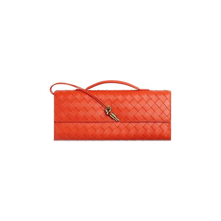 Bottega Veneta Andiamo Long Clutch Orange/Brass