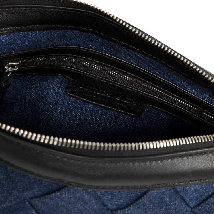 Bottega Veneta Zipped Messenger Bag Indigo/Black/Silver