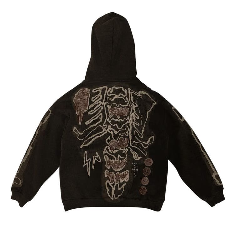 Cactus Jack by Travis Scott x Fragment Skeleton Graffiti Full Zip Hoodie Redux Brown