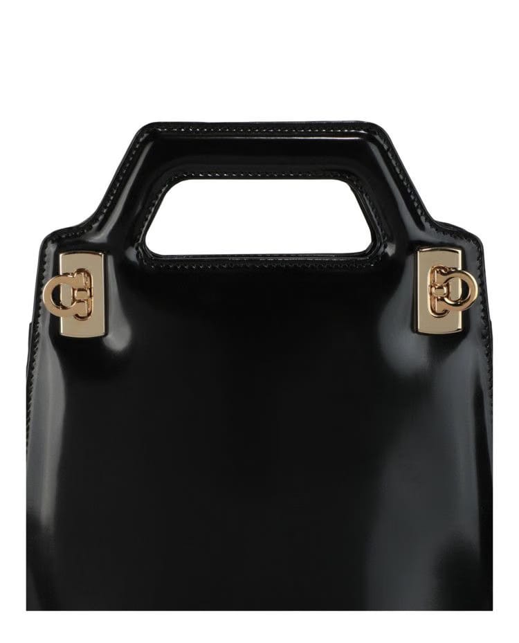 Ferragamo Wanda Mini Leather Shoulder Bag Black