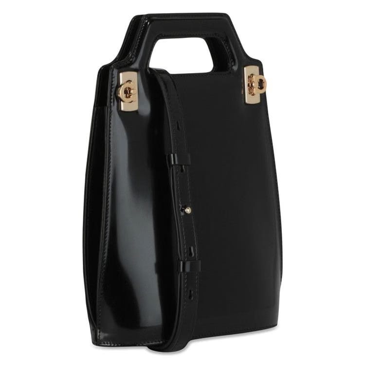 Ferragamo Wanda Mini Leather Shoulder Bag Black