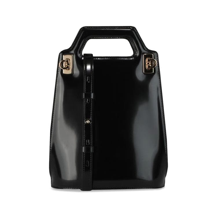 Ferragamo Wanda Mini Leather Shoulder Bag Black