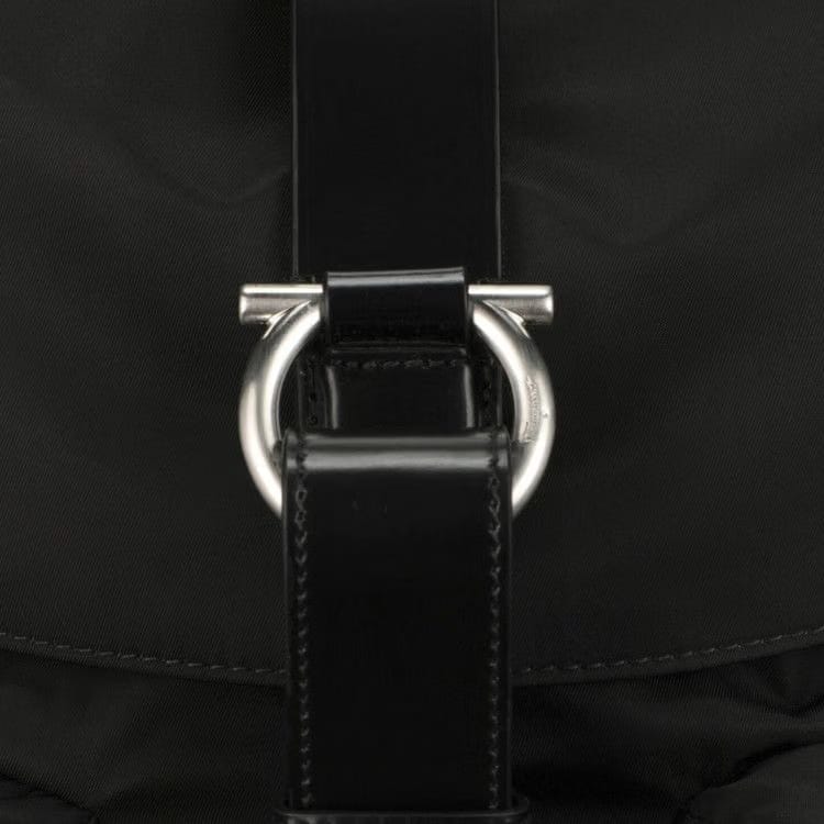 Ferragamo Nylon Gancini Technical Backpack Black