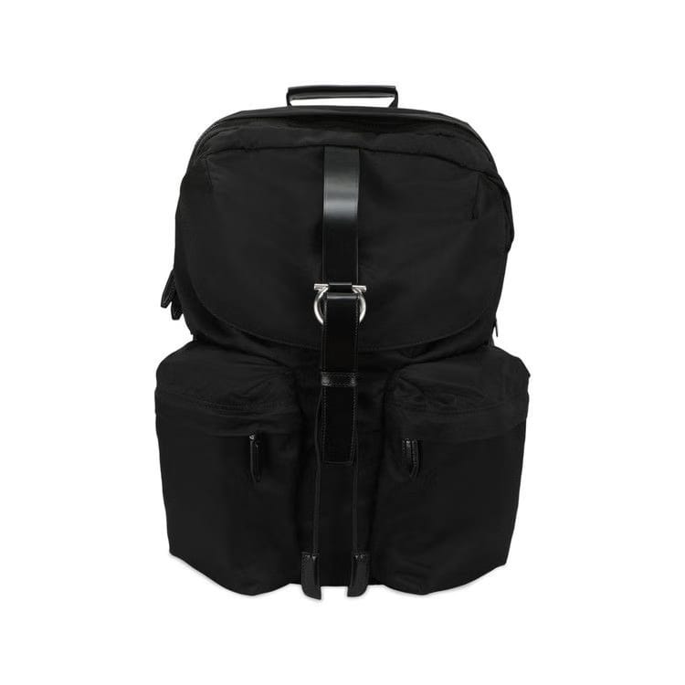 Ferragamo Nylon Gancini Technical Backpack Black