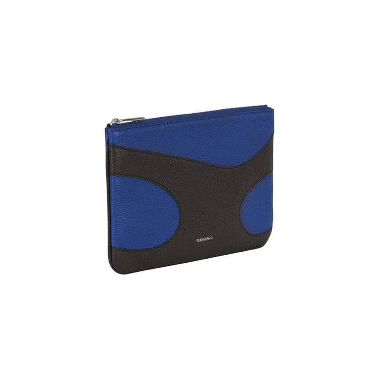 Ferragamo Cut-Out Pebbled Leather Phone Pouch White