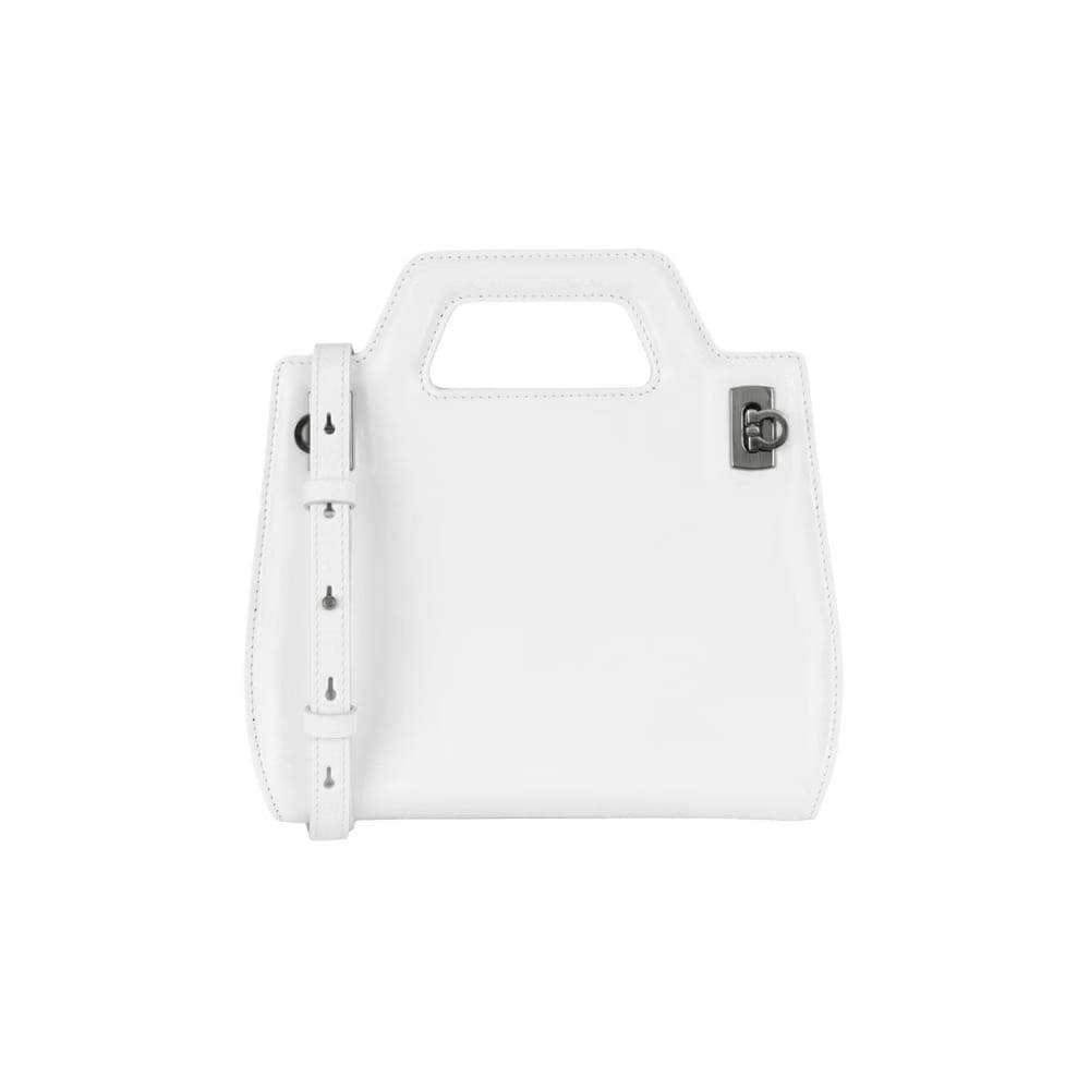 Ferragamo Mini Wanda Leather Top-Handle Bag White