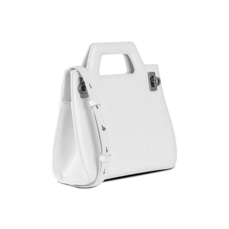 Ferragamo Mini Wanda Leather Top-Handle Bag White