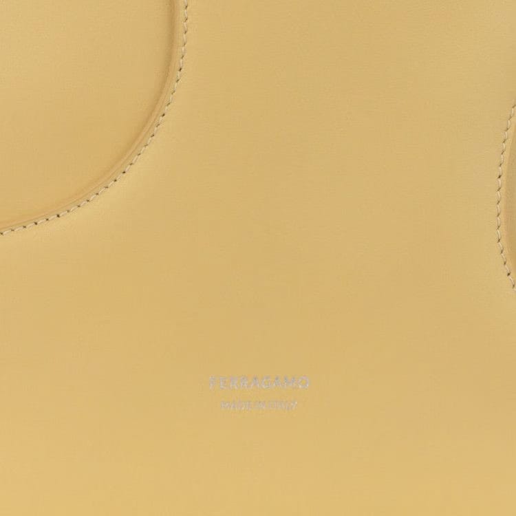 Ferragamo Debossed Cut-Out Hobo Bag Light Yellow