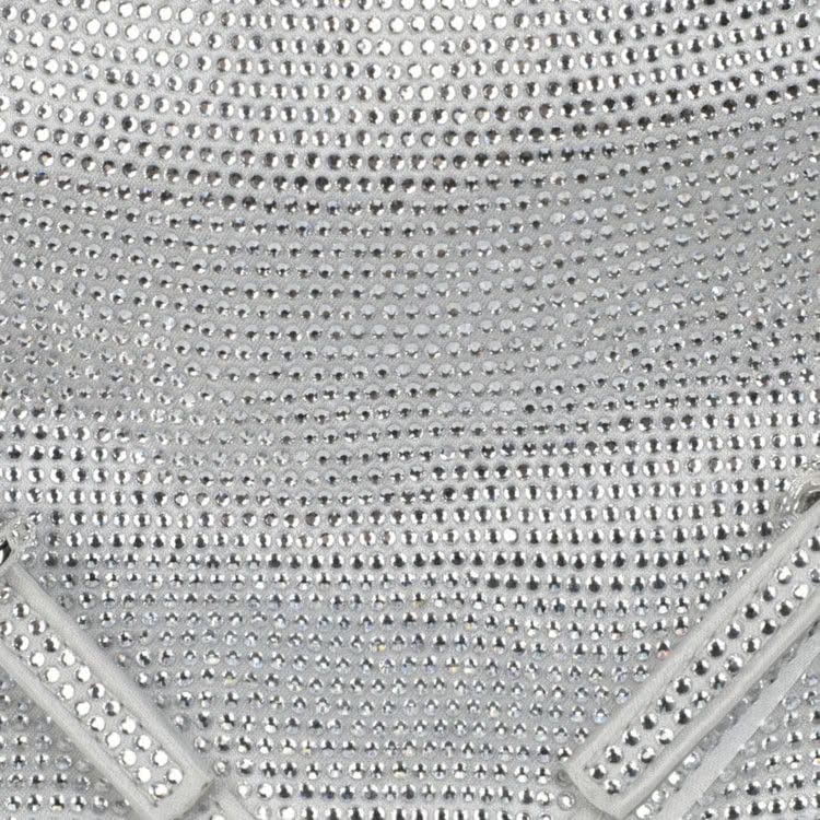 Givenchy Mini Voyou Satin And Strass Shoulder Bag Silver Grey