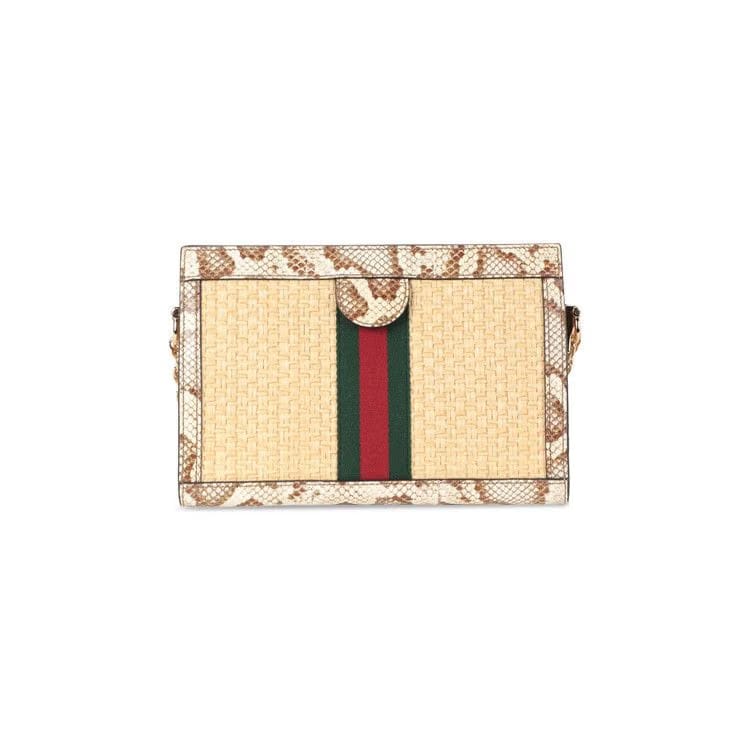 Gucci Ophidia Straw Small Shoulder Bag Natural