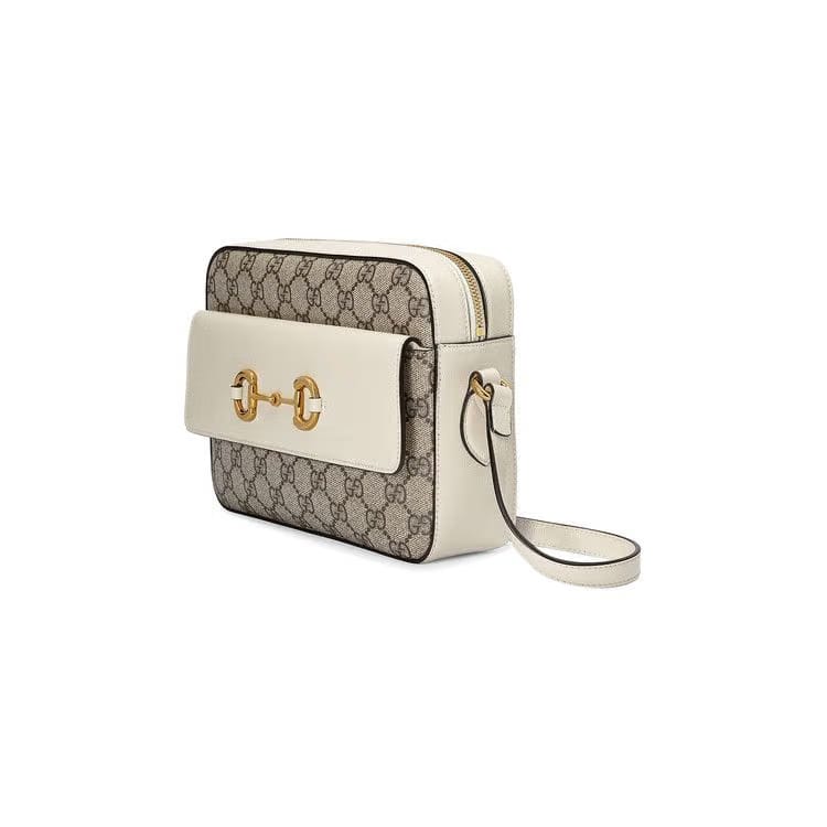 Gucci Horsebit 1955 Small Shoulder Bag White/Beige/Ebony