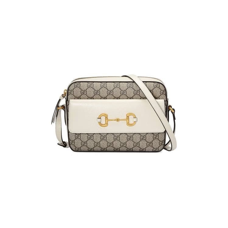 Gucci Horsebit 1955 Small Shoulder Bag White/Beige/Ebony