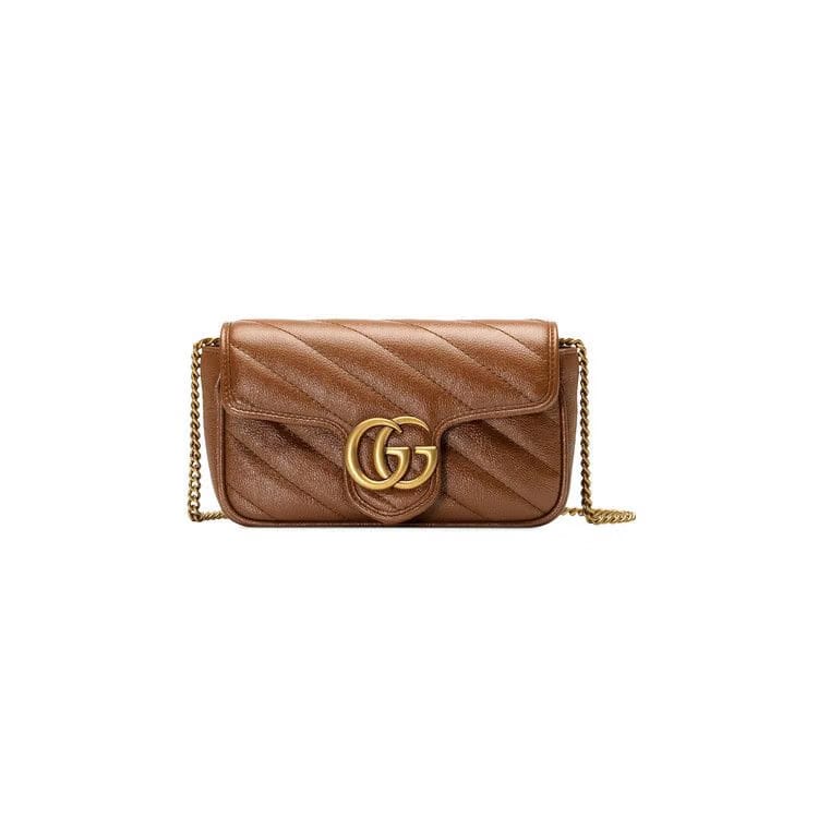 Gucci GG Marmont Matelassé Super Mini Bag Brown