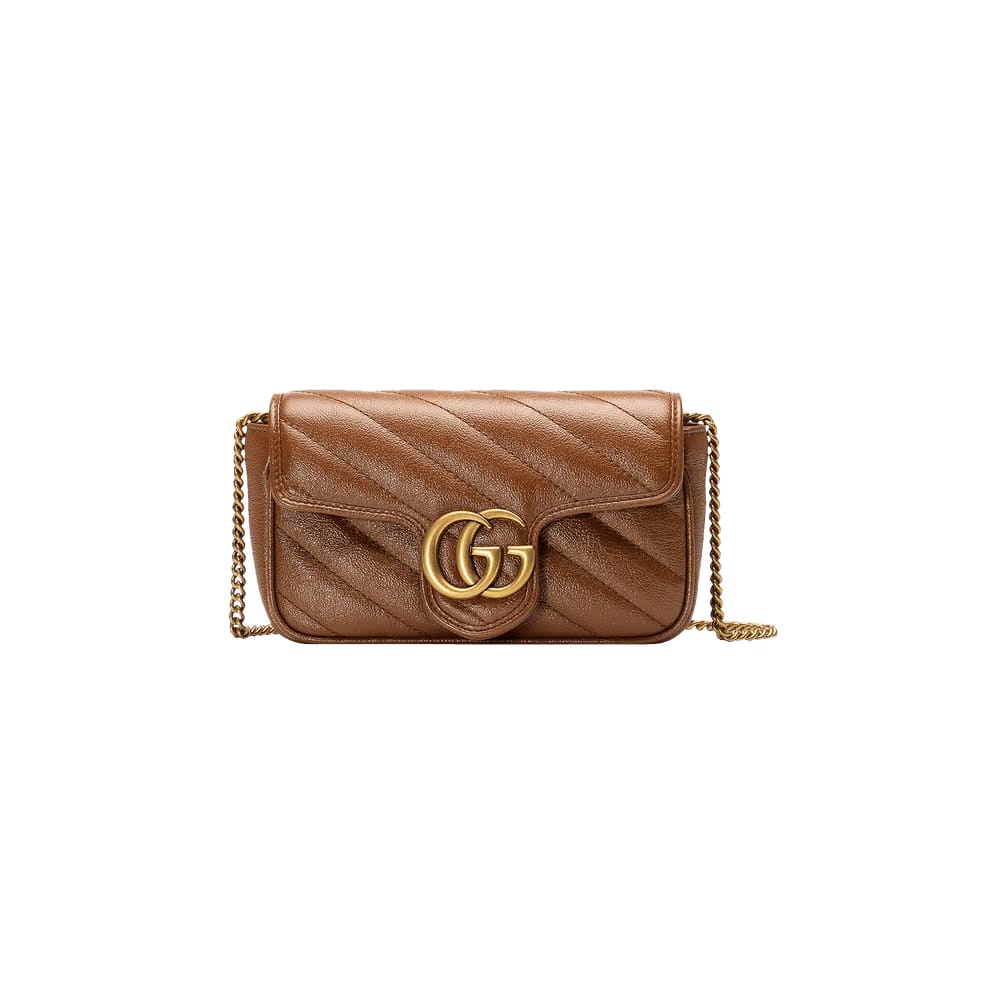 Gucci GG Marmont Matelassé Super Mini Bag Brown