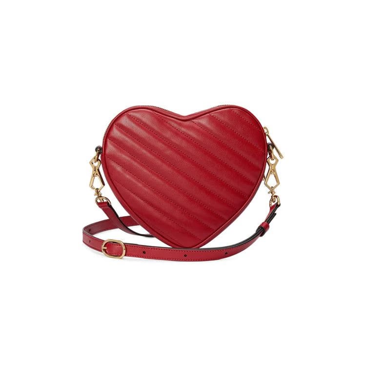 Gucci Interlocking G Mini Heart Shoulder Bag Hibiscus Red