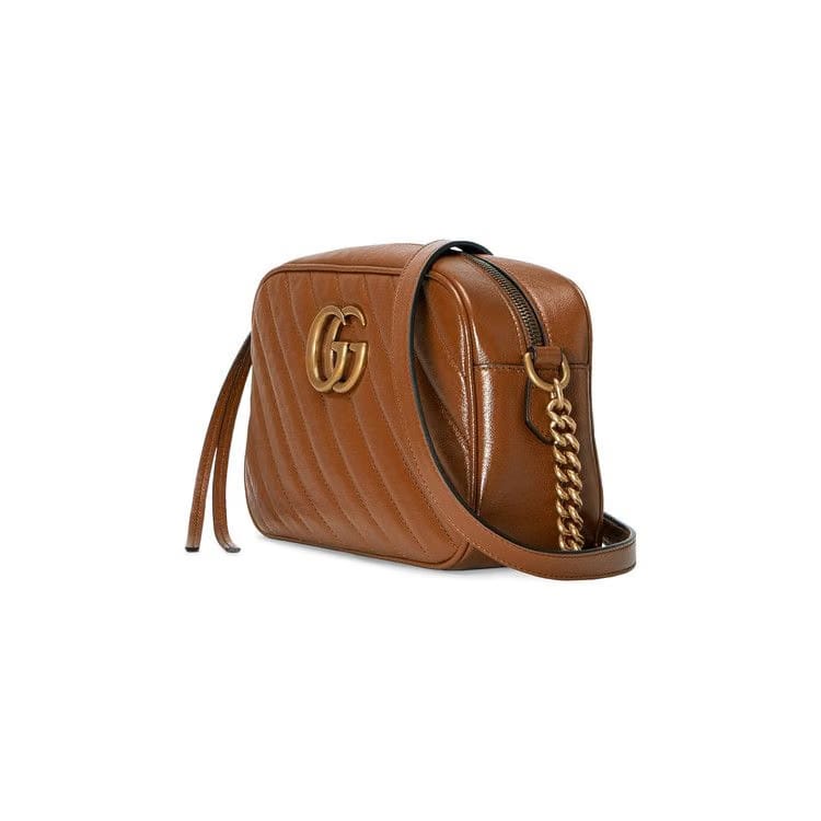 Gucci GG Marmont Small Matelassé Shoulder Bag Brown
