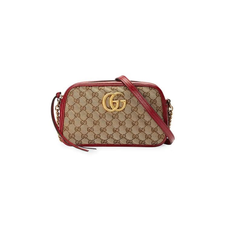 Gucci GG Marmont Small Shoulder Bag Beige/New Cherry Red