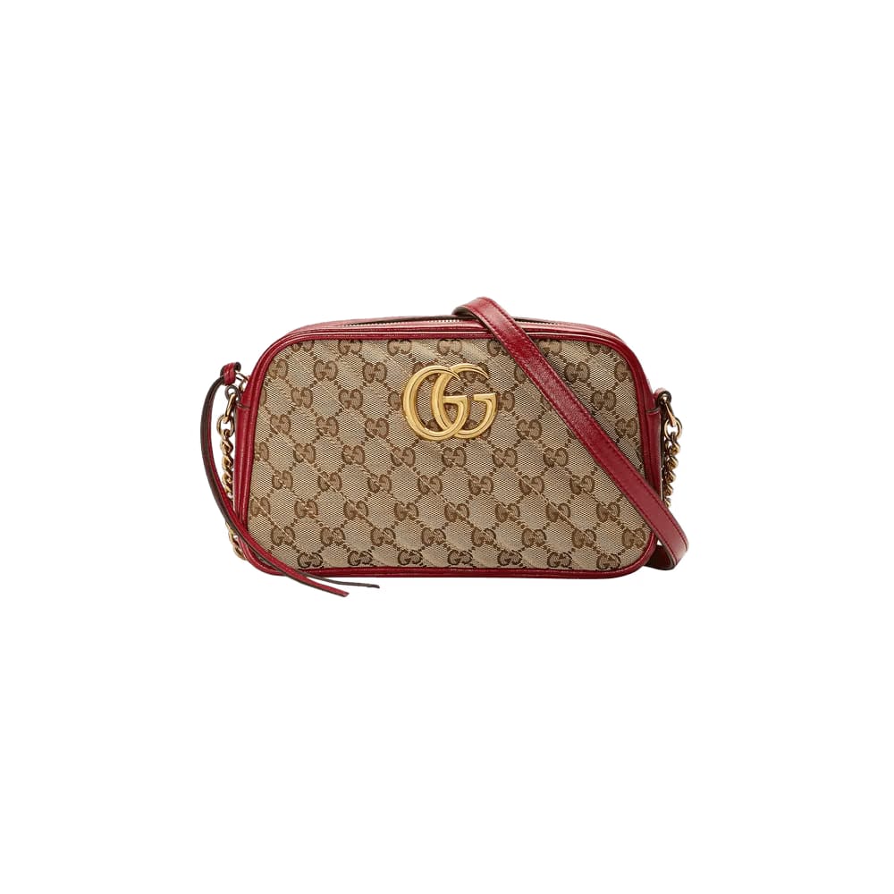 Gucci GG Marmont Small Shoulder Bag Beige/New Cherry Red