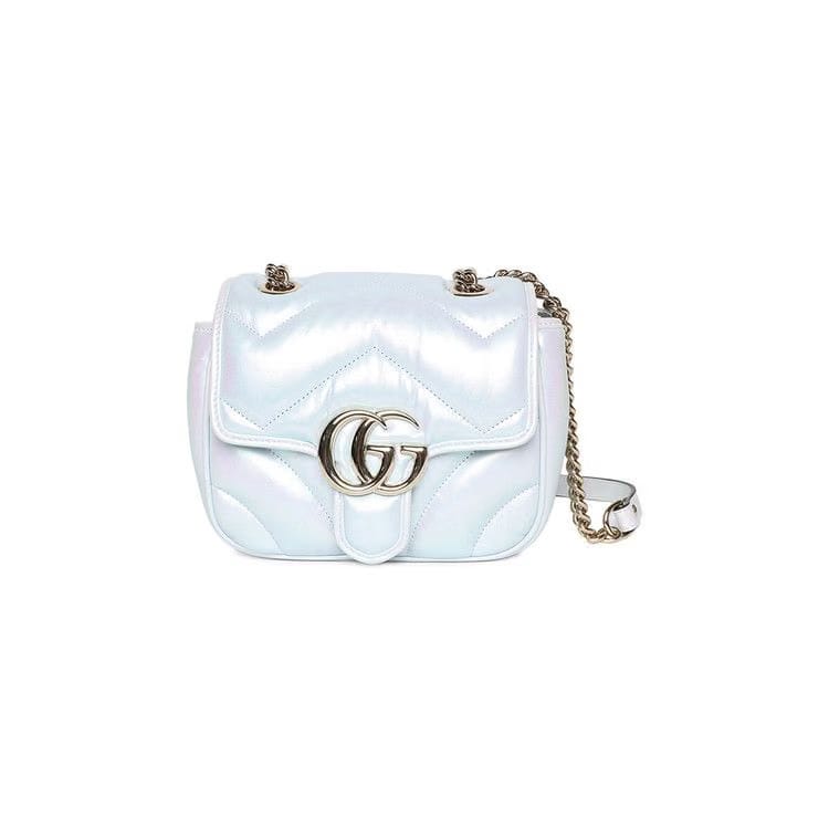Gucci Marmont Mini Shoulder Bag Iridescent Snow Light Blue