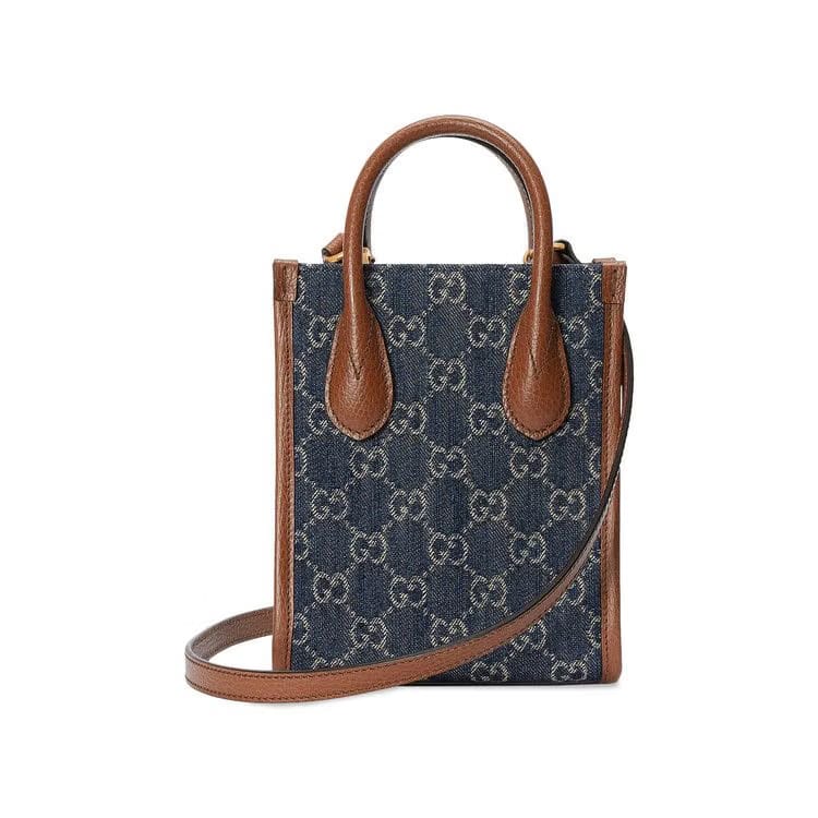 Gucci Mini Tote Bag With Interlocking G Blue/Ivory