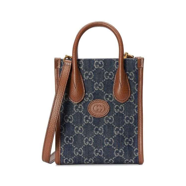 Gucci Mini Tote Bag With Interlocking G Blue/Ivory