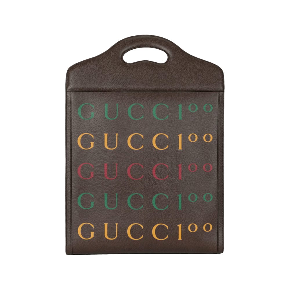 Gucci Aria 100th Anniversary Printed Tote Brown