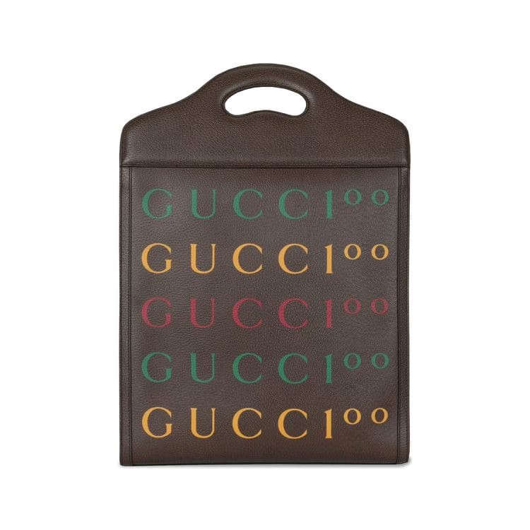 Gucci Aria 100th Anniversary Printed Tote Brown