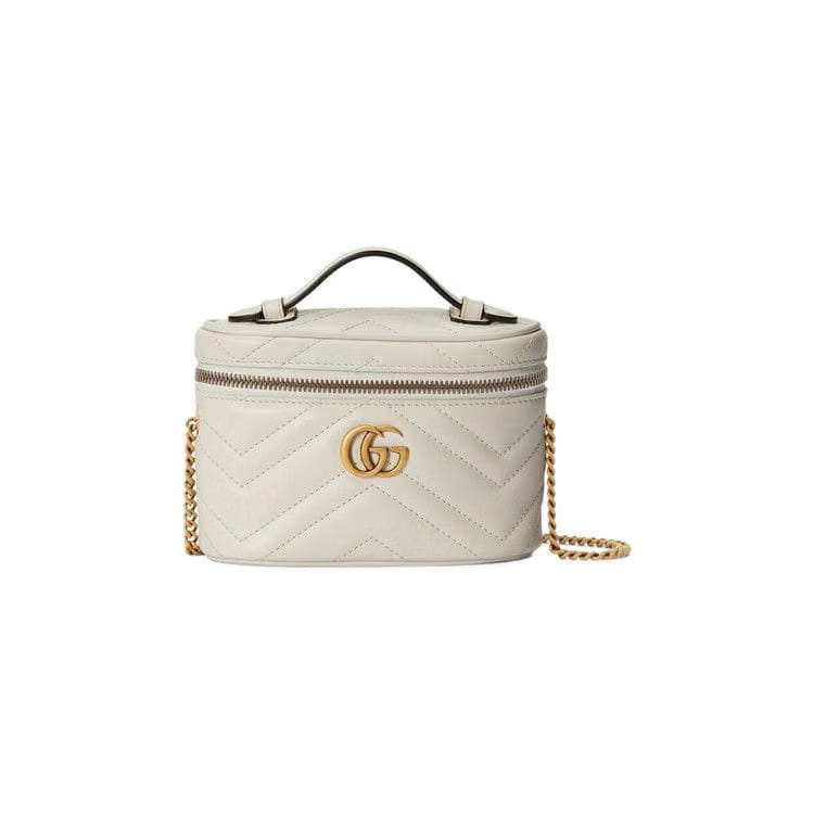 Gucci GG Marmont Mini Top Handle Bag Mystic White