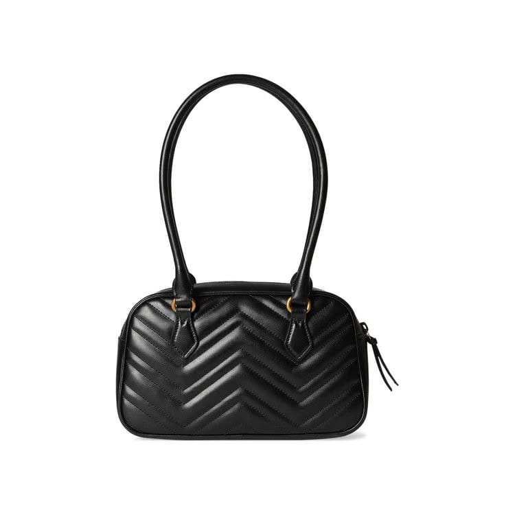 Gucci Marmont Leather Small Top Handle Bag Black