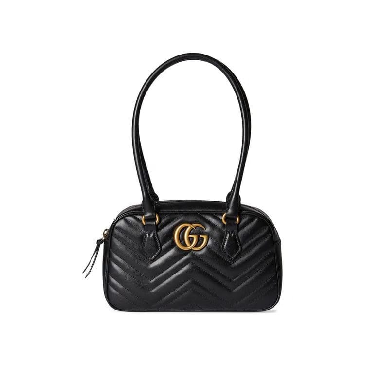Gucci Marmont Leather Small Top Handle Bag Black