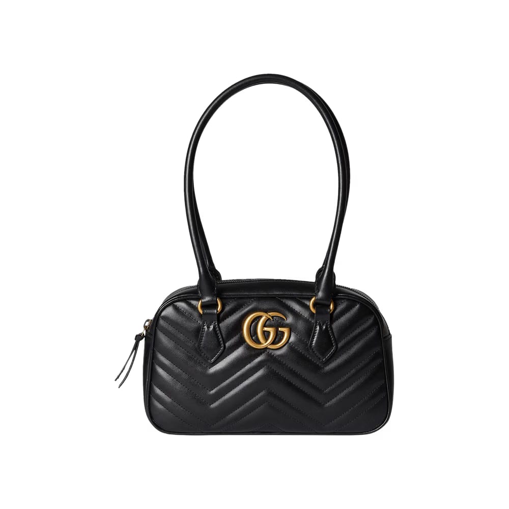 Gucci Marmont Leather Small Top Handle Bag Black
