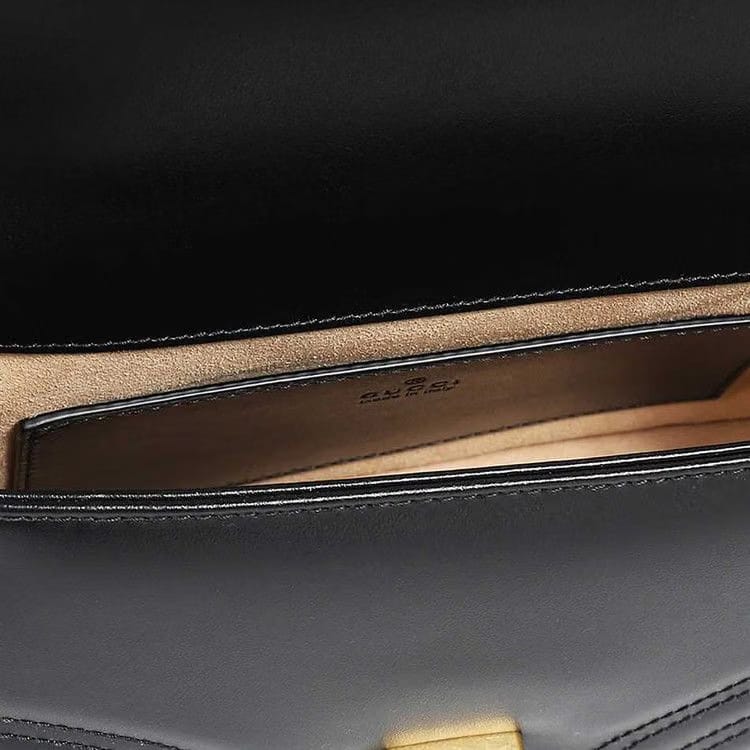 Gucci Chevron Leather GG Marmont Mini Top Handle Bag Nero