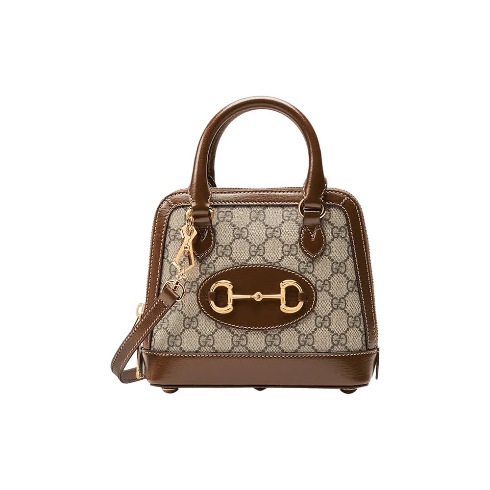 Gucci Horsebit 1955 Mini Top Handle Bag Beige/Ebony