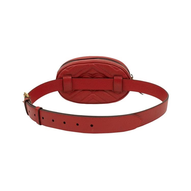 Gucci Quilted Leather GG Marmont Matelassé Belt Bag Red