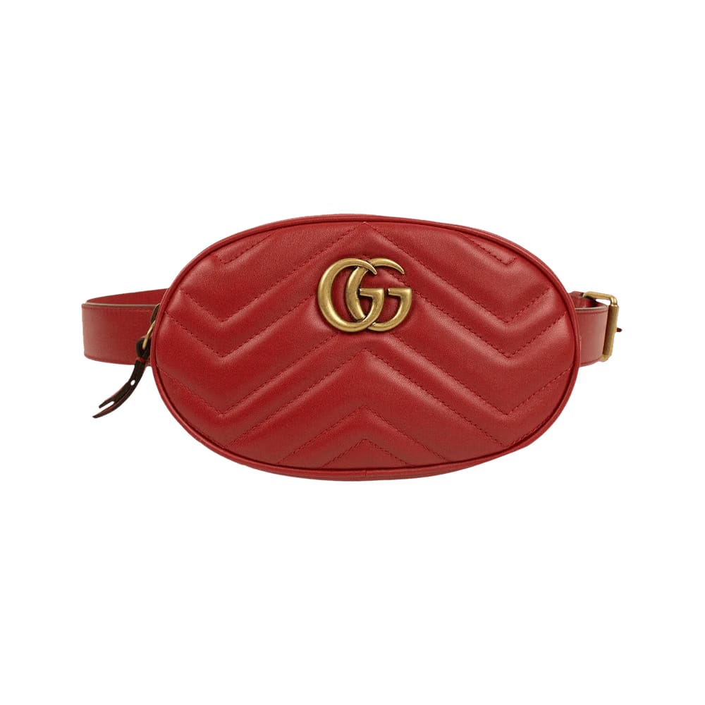 Gucci Quilted Leather GG Marmont Matelassé Belt Bag Red