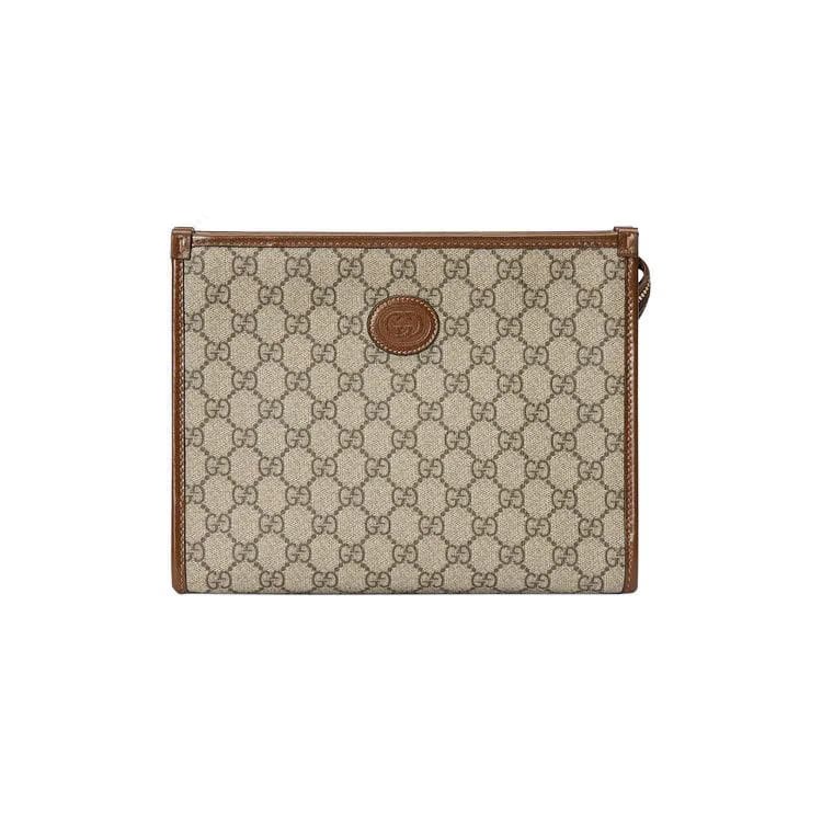 Gucci Beauty Case With Interlocking G Beige/Ebony/Brown Sugar
