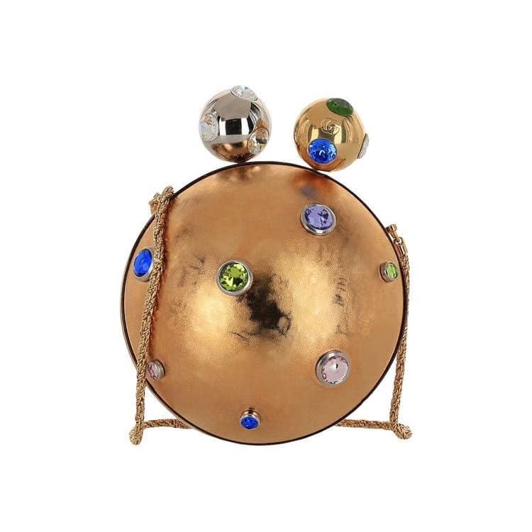 Gucci Crystal Embellished Sphere Clutch Gold