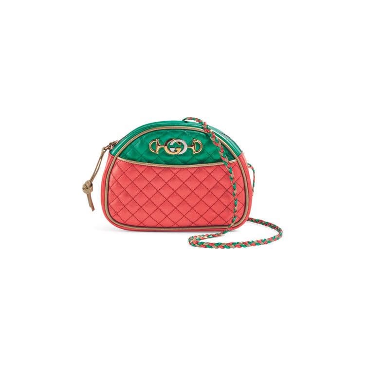 Gucci Laminated Leather Mini Bag Green/Red