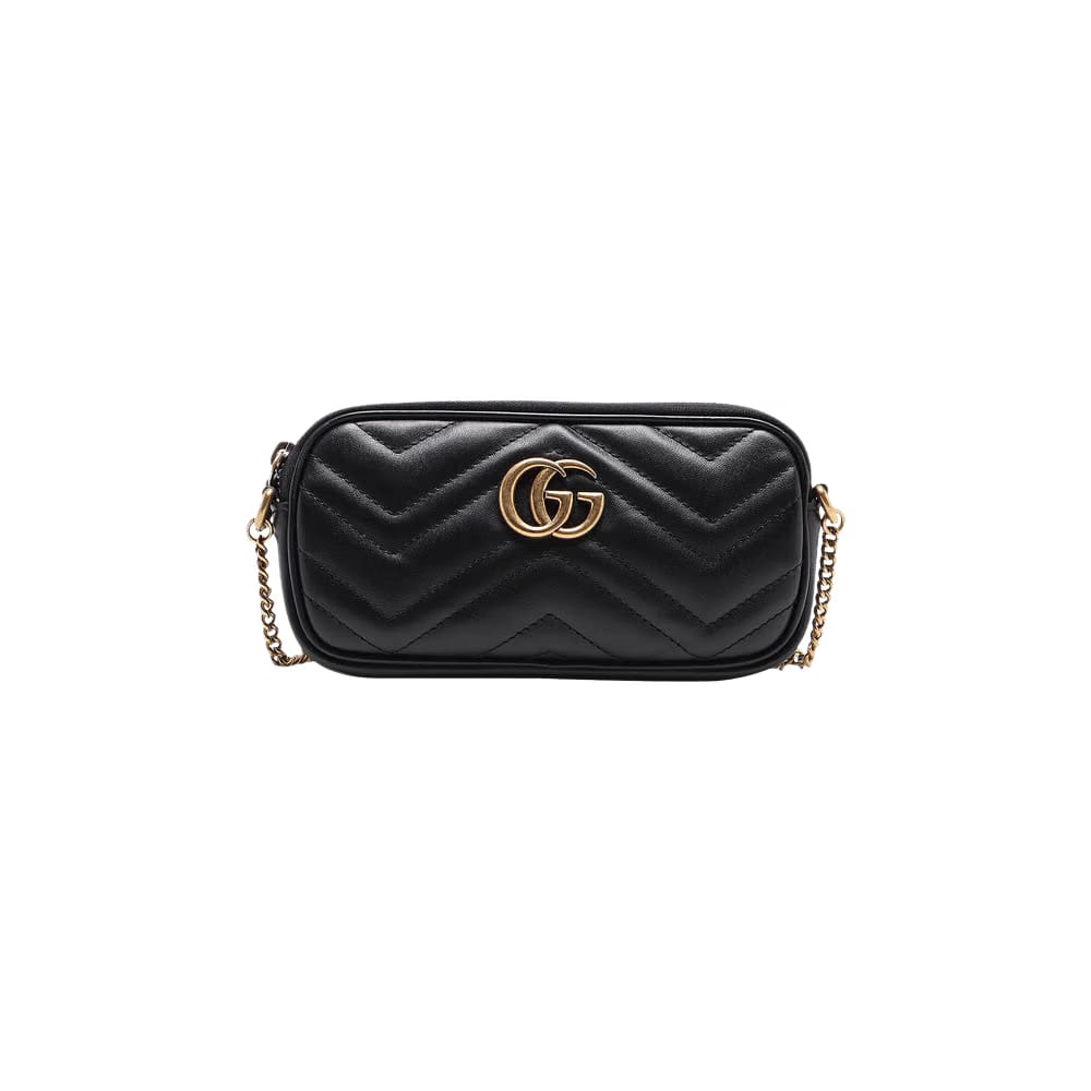 Gucci GG Marmont Matelassé Zip Top Super Mini Bag Black