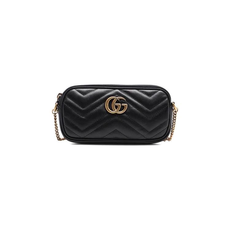 Gucci GG Marmont Matelassé Zip Top Super Mini Bag Black