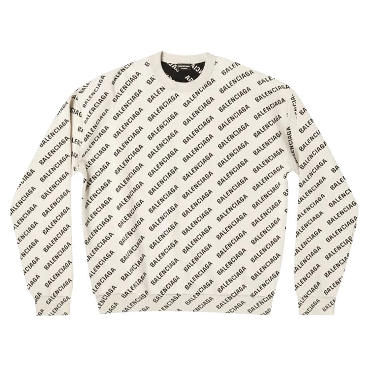 Balenciaga Long-Sleeve Crewneck White/Black