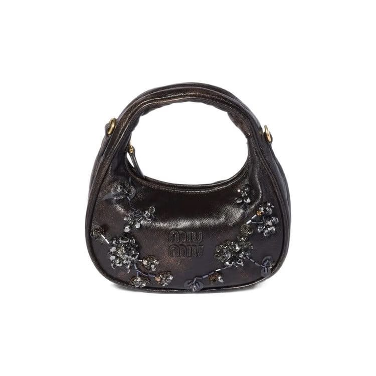 Miu Miu Embroidered Wander Bag Caffe
