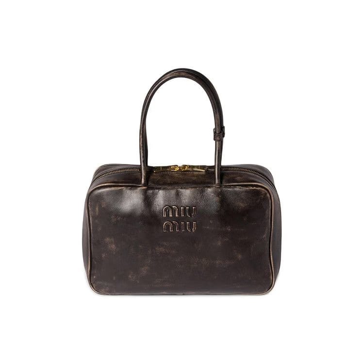 Miu Miu Beau Old Leather Bag Caffe