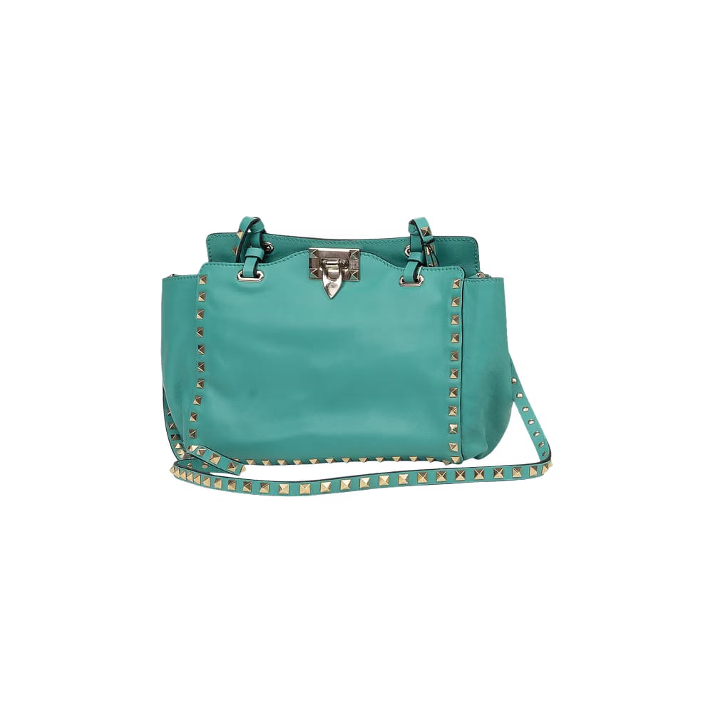 Valentino Rockstud Trapeze Small Tote Yellow