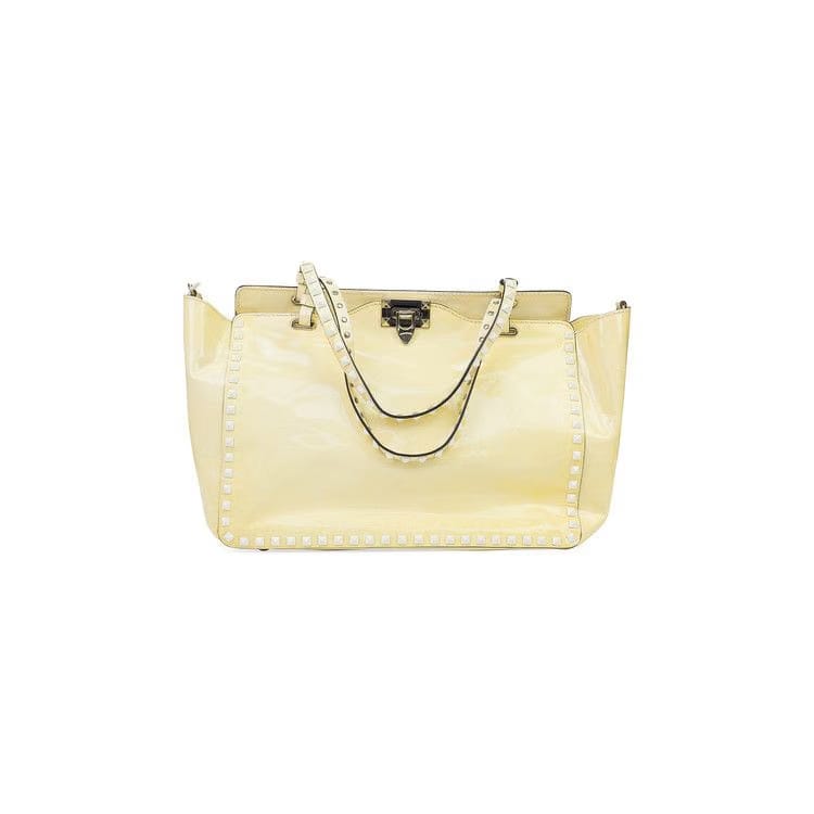 Valentino Rockstud Trapeze Medium Tote Yellow