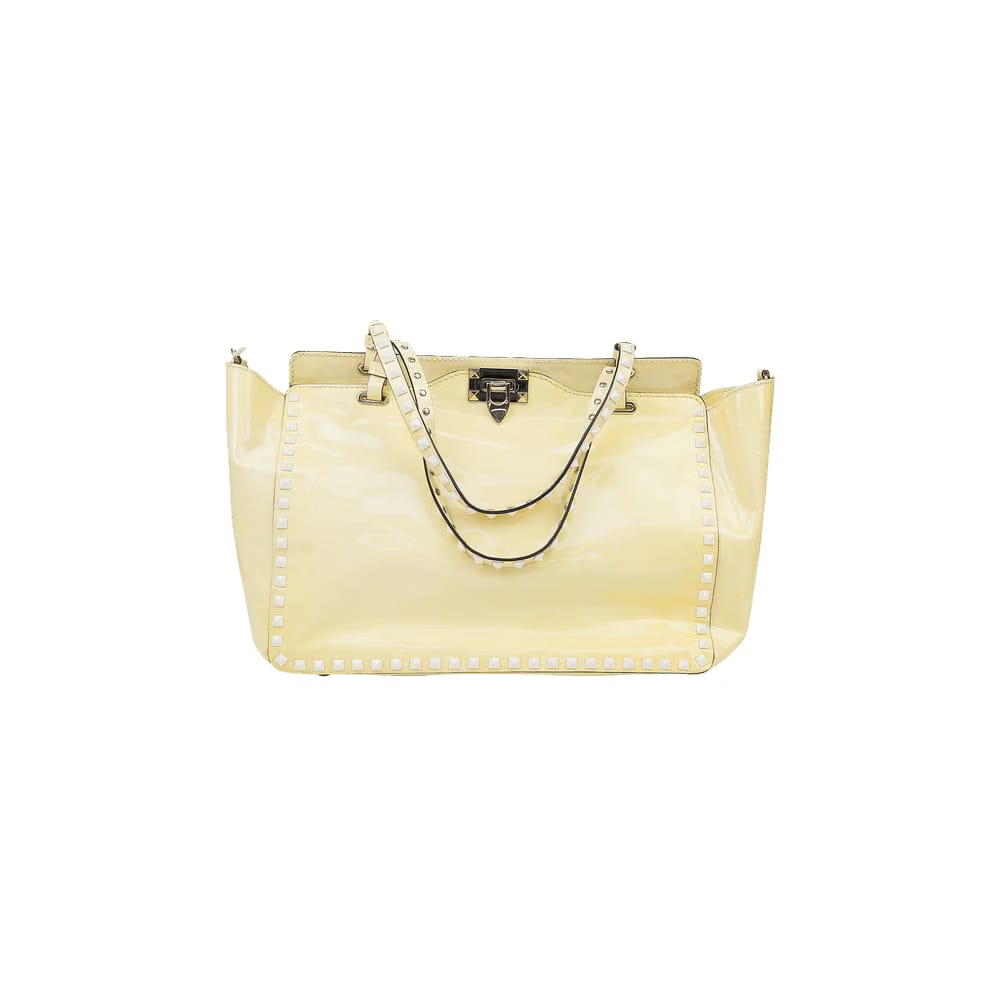 Valentino Rockstud Trapeze Medium Tote Yellow