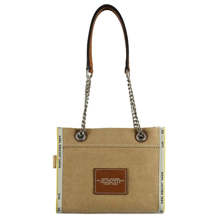 Marc Jacobs The Small Denim Chain Tote Bag Beige