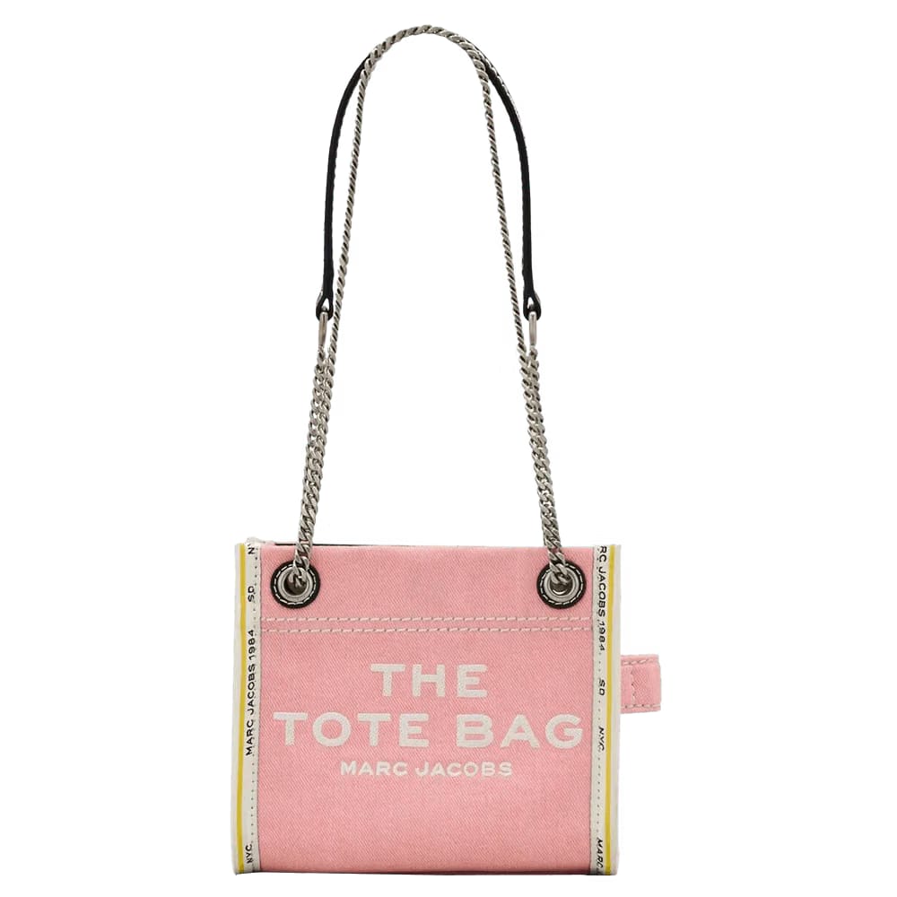 Marc Jacobs The Crossbody Denim Chain Tote Bag Ribbon Pin