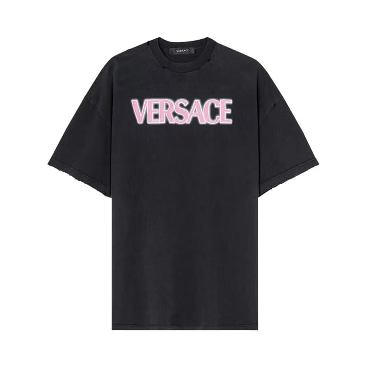 Versace Logo Print T-Shirt Black/Fuchsia
